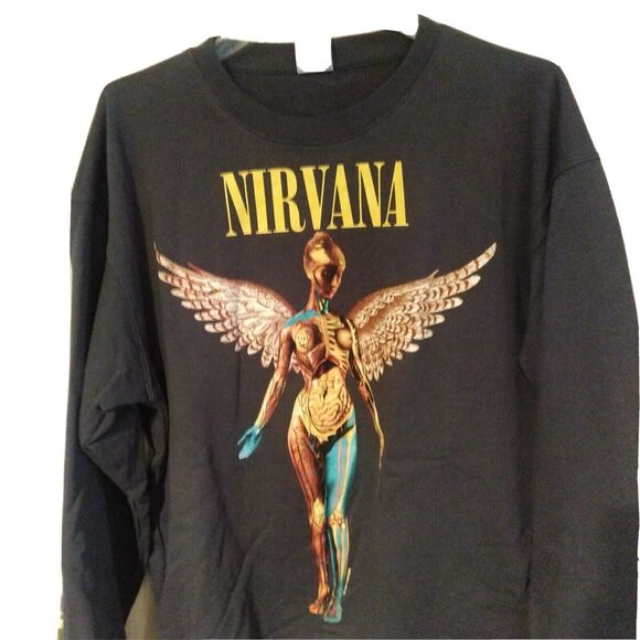 Rare Nirvana In Utero Angel Gray Black Crewneck Sweatshirt Size XL 1993 - Picture 2 of 8